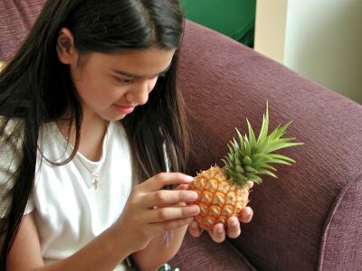 Miranda with the baby pineapple