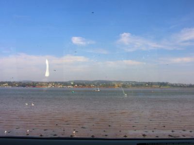 A coastal shot from the train out the window.   Pictures from the train are difficult due to the window reflections, dirty windows and things passing by.