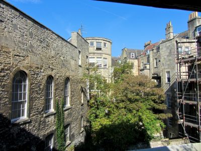 The view out the back window of the hotel The Henry