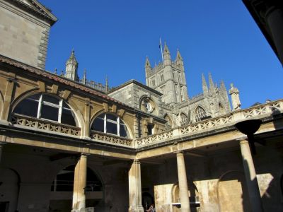 Another view up to the second level with the Bath abbey in the background