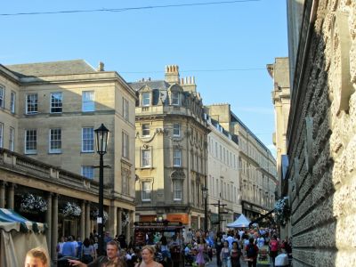 Tourists walking the area of the Bath