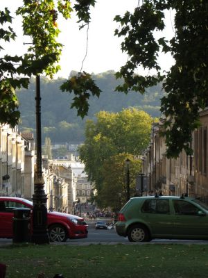 looking back down the hill towards the roman bath