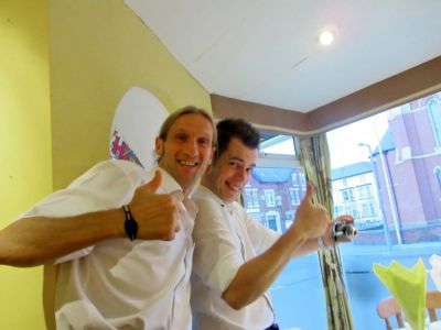 These are the waiters at the Italian restaurant in Blackpool.  They sing Italian while serving, and flirt with everyone doesn't matter who