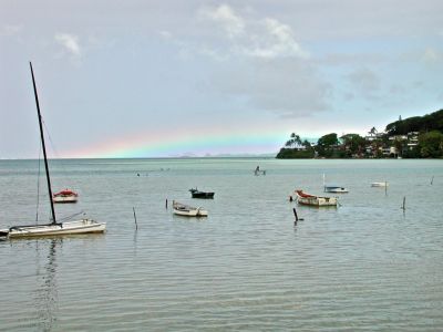 a sideways rainbow over the kaneohe base