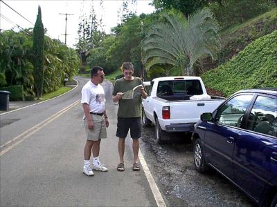 me with our last visitors in hawaii david and dan (not pictured) at the bottom of the driveway