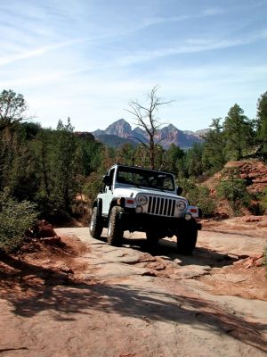 the 2003 rubicon jeep on its first trek in sedona