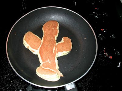 making breakfast, cactus pancake