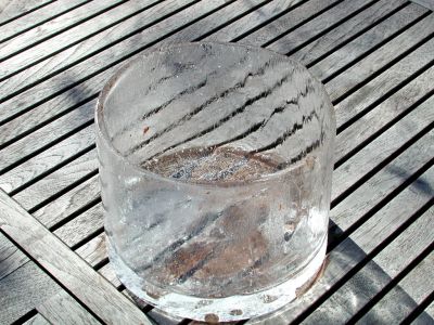 water that froze in a paint bucket make an cool ice bowl