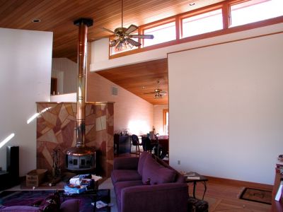 Living room in the house on Chavez Ranch RD, before the wall paper removal began