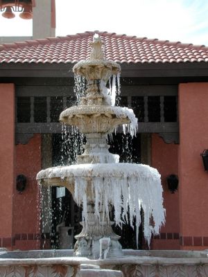 A frozen fountain in Cottonwood Arizona