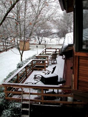 A nice dusting around the house and on the back deck