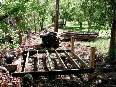 Chicken coop foundation..  the design idea, western chicken brothel, saloon?