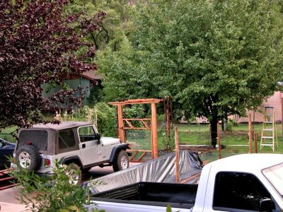 the bigger garden, custom gate, having fun with wood on hand