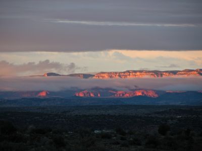 amazing sunset with low clouds