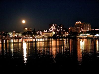 full moon rising over victoria BC Canada