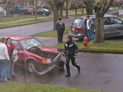 this is what happens sometimes when people are talking on the cell phone and there are no stop signs in the neighborhood