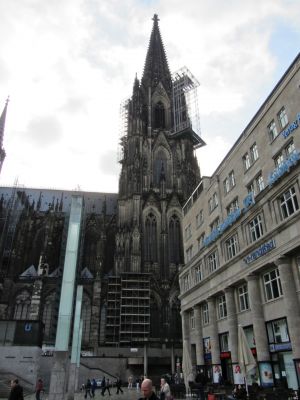 Church across the square (outside the train station) that was being repaired