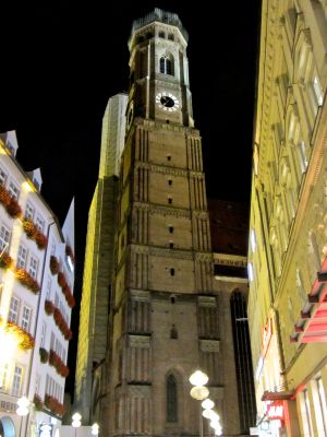 one of the towers of the mnich frauenkirche (women church)