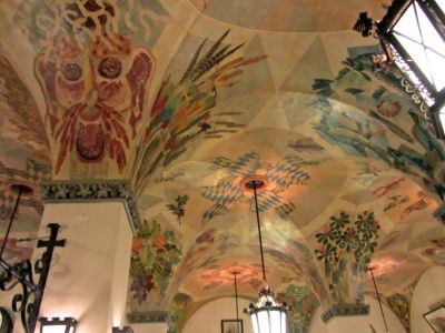 The ceiling in the Hof Brau Haus in Munich Germany